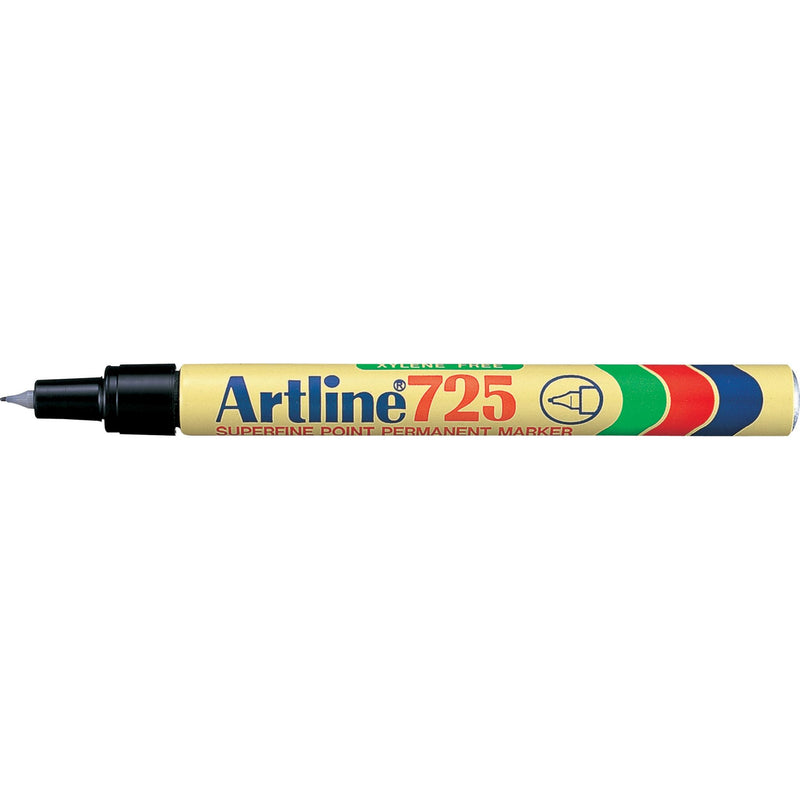Artline 725 Permanent Marker 0.4mm Plastic Nib Black -12 units
