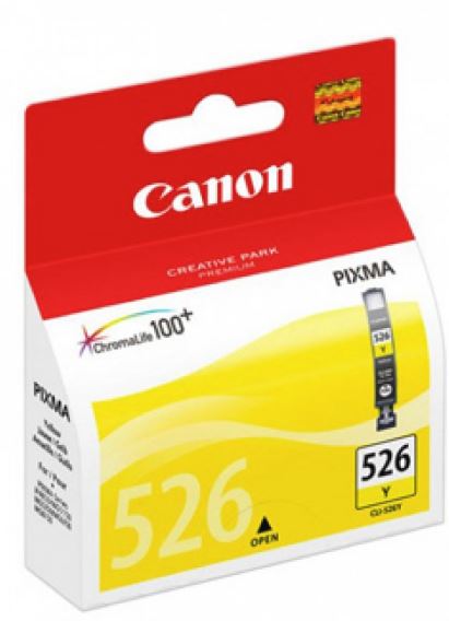 Canon CLI526Y Yellow Ink Cartridge for vibrant prints, precise droplet placement, quick-drying, smudge-resistant, up to 500 pages yield.