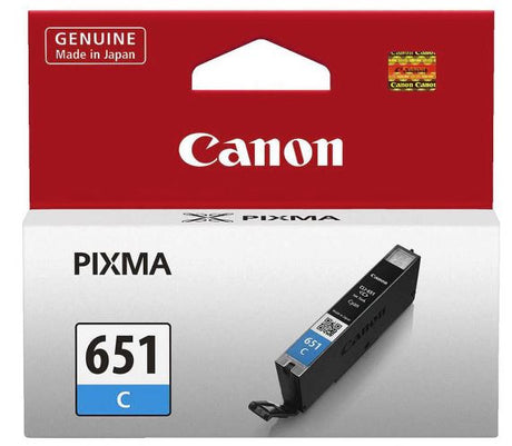 Canon CLI651C Cyan Ink Cartridge for vibrant color prints, compatible with various Canon printers, yields up to 330 pages.