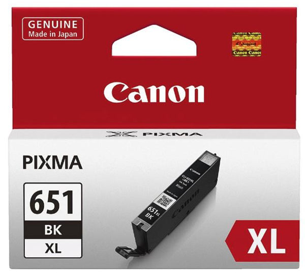 Canon CLI651XLBK XL Black High Yield Ink Cartridge designed for precision, yielding up to 750 pages for quality printing.