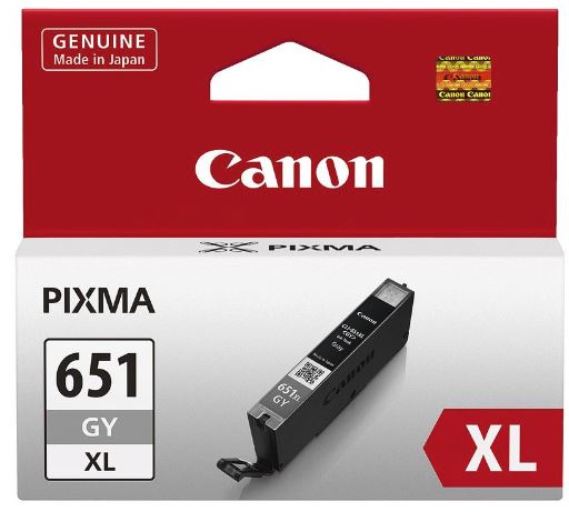 Grey high yield ink cartridge for Canon printers, delivering sharp text and vibrant images with up to 750 pages of ink.