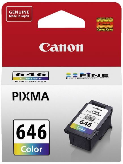 Canon CL646 Colour Ink Cartridge for vibrant prints, compatible with MG2460, MG2560, and more, lasting up to 180 pages.