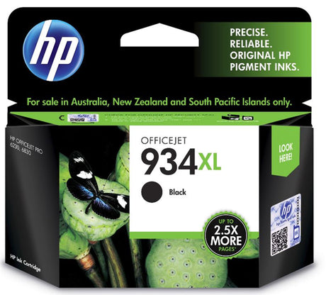 HP 934XL Black Ink Cartridge for vibrant, high-quality prints, compatible with several HP OfficeJet printers, prints up to 1,000 pages.