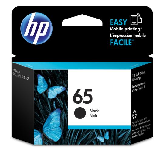 HP 65 Black Ink Cartridge, offering vibrant prints and exceptional page yield of up to 120 pages for reliable home and office use.