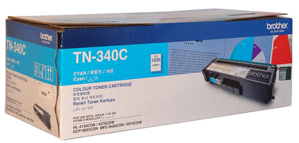 Cyan toner cartridge for Brother printers, delivering vibrant prints with a yield of 1,500 pages; compatible with select models.