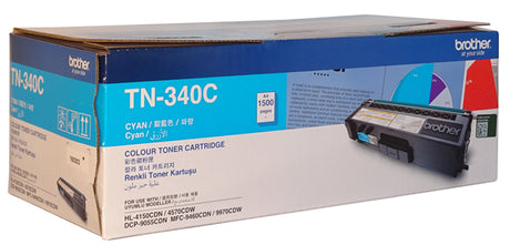 Cyan toner cartridge for Brother printers, delivering vibrant prints with a yield of 1,500 pages; compatible with select models.