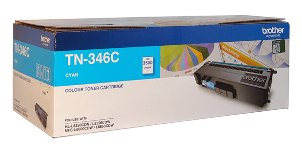 Cyan toner cartridge for Brother printers, yields 3,500 pages, ensures vibrant, high-quality prints and professional documents.