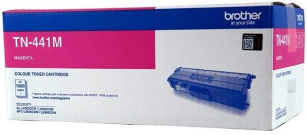 Magenta toner cartridge for Brother printers, yielding up to 1,800 pages with vibrant prints for professional documents.