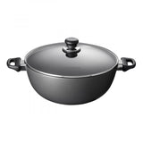 High-performance 32cm Scanpan Classic stew pot with lid, PFOA-free non-stick coating, durable aluminum, oven-safe, and dishwasher safe.