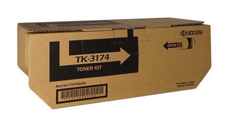 Kyocera TK-3174 Black Toner cartridge for P3050DN, offers high-quality prints with a yield of 15,500 pages, eco-friendly design.