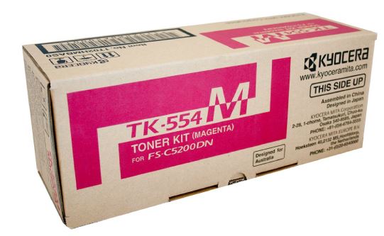 Kyocera TK-554M Magenta Toner cartridge for FS-C5200DN, delivers vibrant prints, up to 6,000 pages, ensures quality and reliability.