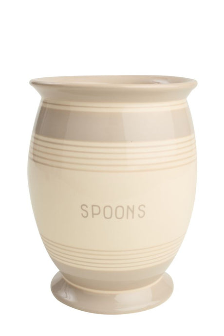 Elegant ceramic spoon jar with wide mouth design for organizing kitchen utensils, measuring D123 x H165mm.