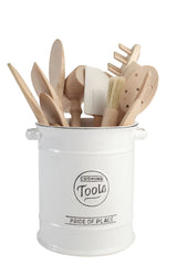 White Pride of Place Utensil Jar, stylish and functional, perfect for organizing kitchen tools with a chic white finish.