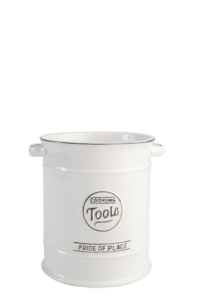 White Pride of Place Utensils jar, stylish and functional, perfect for organizing kitchen tools in a chic white finish.