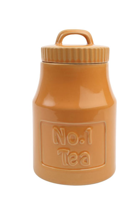 Bright ochre tea canister with sealing lid, part of the T & G Colour by Number Collection, enhancing your kitchen decor.