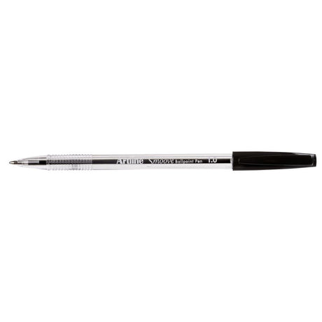 Pack of 12 Artline Smoove Bpp Medium Black ballpoint pens for smooth, precise writing, ideal for any writing task.