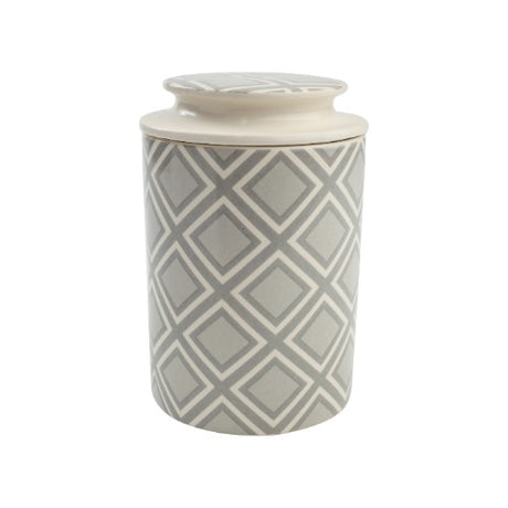 Elegant ceramic canister with a sealing lid, perfect for stylish kitchen storage or as a decorative plant pot.