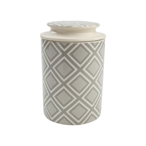 Elegant ceramic canister with a sealing lid, perfect for stylish kitchen storage or as a decorative plant pot.