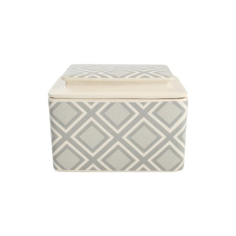 Stylish City Cube Ceramic Butter Dish in white, perfect for elegant food storage and enhances dining aesthetics.