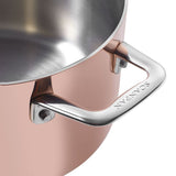 Scanpan Maitre' D Dutch Oven 20cm with copper exterior, stainless steel interior, and induction compatibility for elegant cooking.