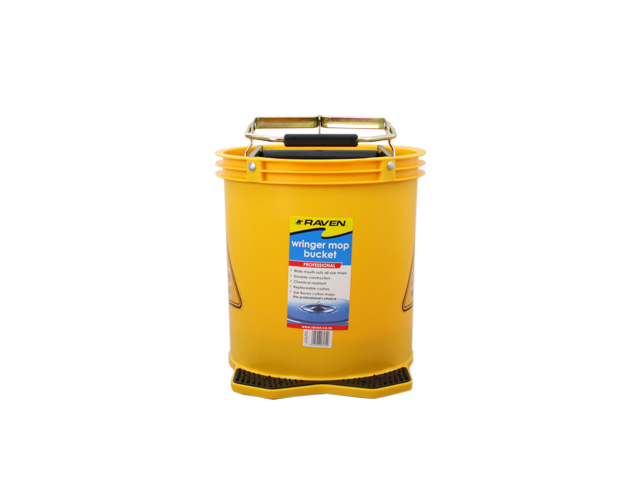 Wringer bucket with wheels, 16L capacity; perfect for efficient cleaning in homes and commercial spaces.