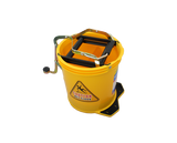 Wringer bucket with wheels, 16L capacity, designed for effortless cleaning and efficient water extraction.