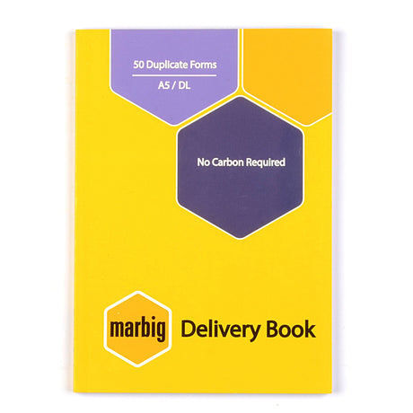 A5 Marbig Delivery Book with 50 pre-numbered duplicate forms for efficient delivery documentation and record-keeping.