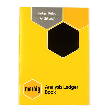 Marbig A4 Ledger Book with 26 ruled leaves, soft cover for organized financial recording and note-taking.