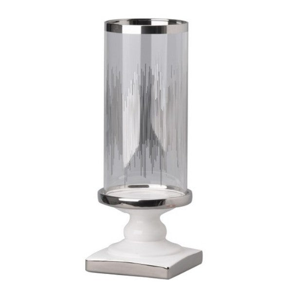 Elegant 35cm Elliotte Pedestaled candle holder in glass and ceramic, perfect for enhancing any home décor and ambiance.