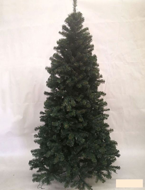 7.5-foot lush green artificial pine tree with 1405 tips, perfect for hassle-free holiday decor and family gatherings.