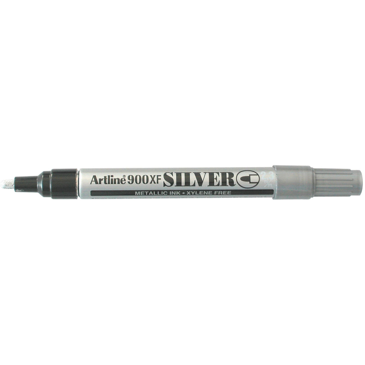 Artline 900 Metallic Permanent Markers: 12 silver markers with 2.3mm bullet nib for vibrant, fade-proof markings on various surfaces.