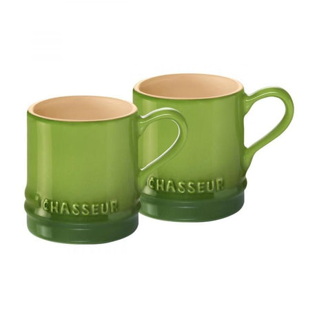 Chasseur Le Cuisson Petit Cup Set in vibrant apple color, perfect for serving espresso, tea, or desserts, oven-safe to 220°C.