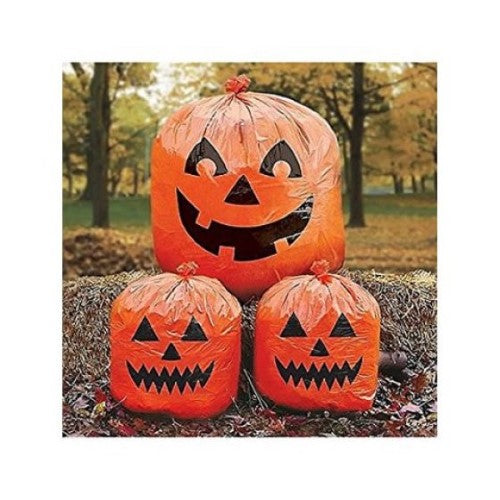 Festive Halloween Lawn Bags for collecting leaves and decorations, featuring durable design and large/small sizes for easy clean-up.