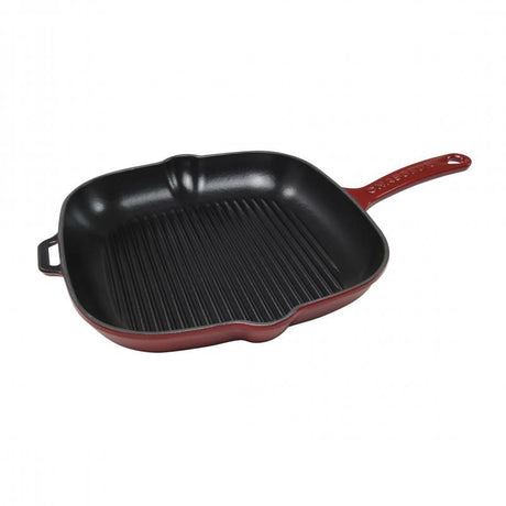 Chasseur Bordeaux 25cm square grill pan with robust cast iron, double-enamelled finish, ideal for gourmet cooking.