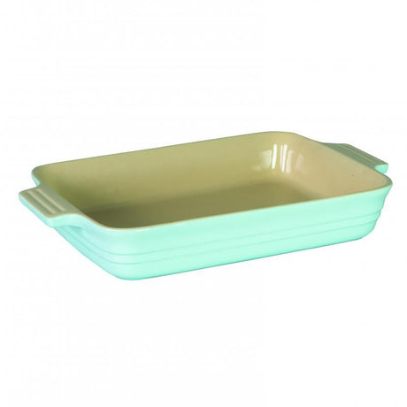 Chasseur La Cuisson Large Rectangular Baker in Duck Egg Blue, 32cm x 24cm, ideal for baking, roasting, and elegant serving.