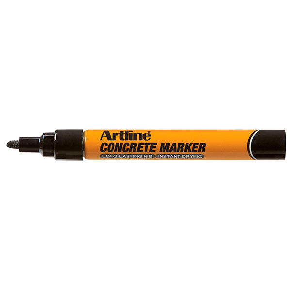 Artline Concrete Marker Black, box of 12, with 1.5mm nib for permanent, instant-drying marking on rough surfaces.