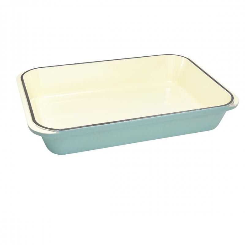 Duck Egg Blue Chasseur rectangular roasting pan, crafted in France, ideal for roasting and serving with timeless elegance.