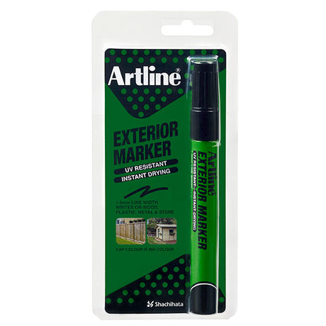 Artline Exterior Marker Black Hs for writing on various surfaces; fade-resistant, permanent ink, and instant-drying for ultimate convenience.