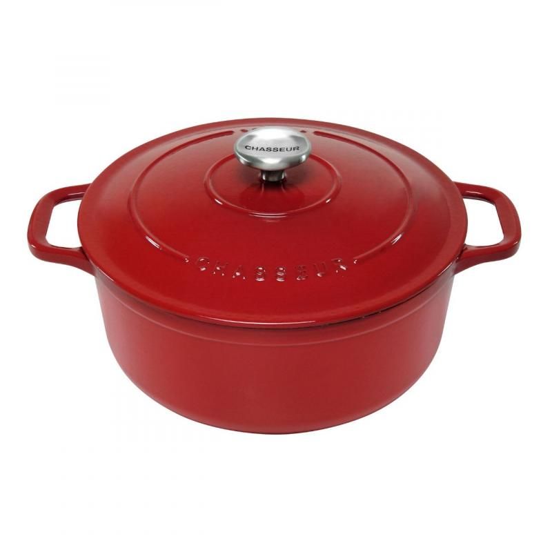 CHASSEUR Round French Oven 22cm in vibrant Federation Red, perfect for even cooking and moisture retention.