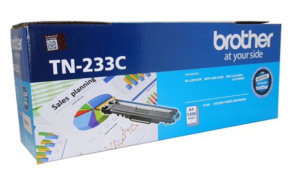 Cyan toner cartridge for Brother printers, yielding 1,300 pages, ensures vibrant prints and compatibility with multiple models.