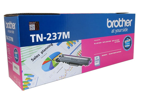 Magenta toner cartridge for Brother printers, yields up to 2,300 pages, providing vivid and professional-quality prints.