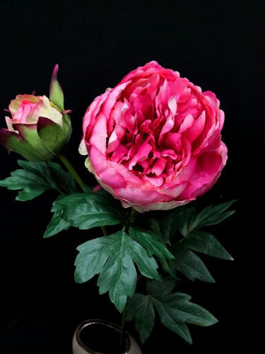 Artificial peony stem with bud in 'Beauty' color, perfect for elegant floral arrangements and decor.