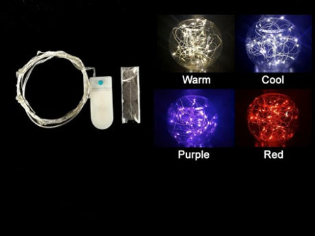 Warm silver string Christmas lights, 3m long, battery-operated with two functions, perfect for festive indoor and outdoor decor.
