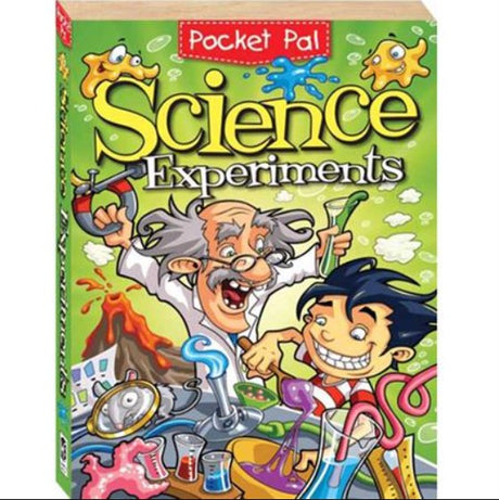 Colorful flexibound science experiments book for kids, featuring engaging activities like volcanoes and slime for hands-on learning.