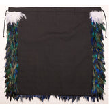 A beautiful 1m x 1m Korowai - Paua cloak featuring vibrant feathers, symbolizing Maori culture and honoring tradition.