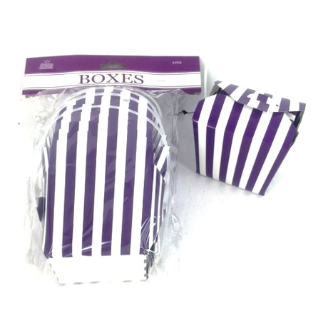 Set of 6 vibrant purple paper boxes (9.8CM x 5.7CM) ideal for gifting, organizing, or party favors. Eco-friendly and stylish.
