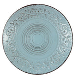 Duck egg blue 20cm rustic side plate with weathered finish, perfect for casual dining or decorative display.