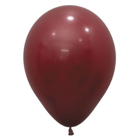 Sempertex 30cm merlot latex balloons in a pack of 50, perfect for elegant celebrations and versatile decorations.