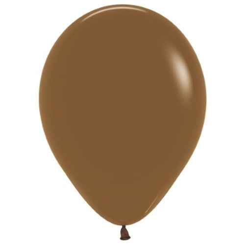 Pack of 50 Sempertex 30cm coffee brown latex balloons, perfect for enhancing decor at various celebrations.