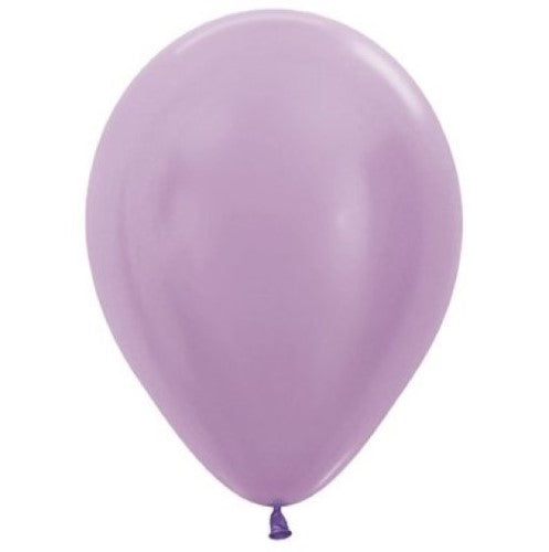 Pack of 50 Sempertex 30cm satin pearl lilac latex balloons, perfect for elegant celebrations and versatile decoration.